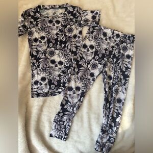 Bums and Roses Skull and Floral Pajamas  2T